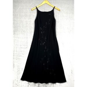 Vtg 90s Jones New York Dress Womens 4 Elegant Beaded Whimsigoth Dark Fairy LBD